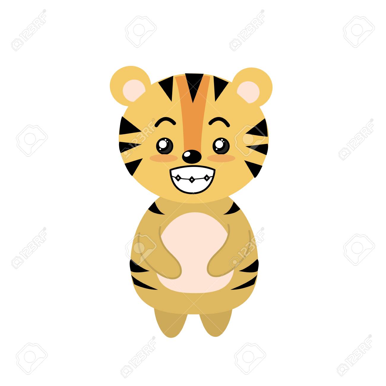 表情とかわいい虎の野生動物 のイラスト素材 ベクタ Image
