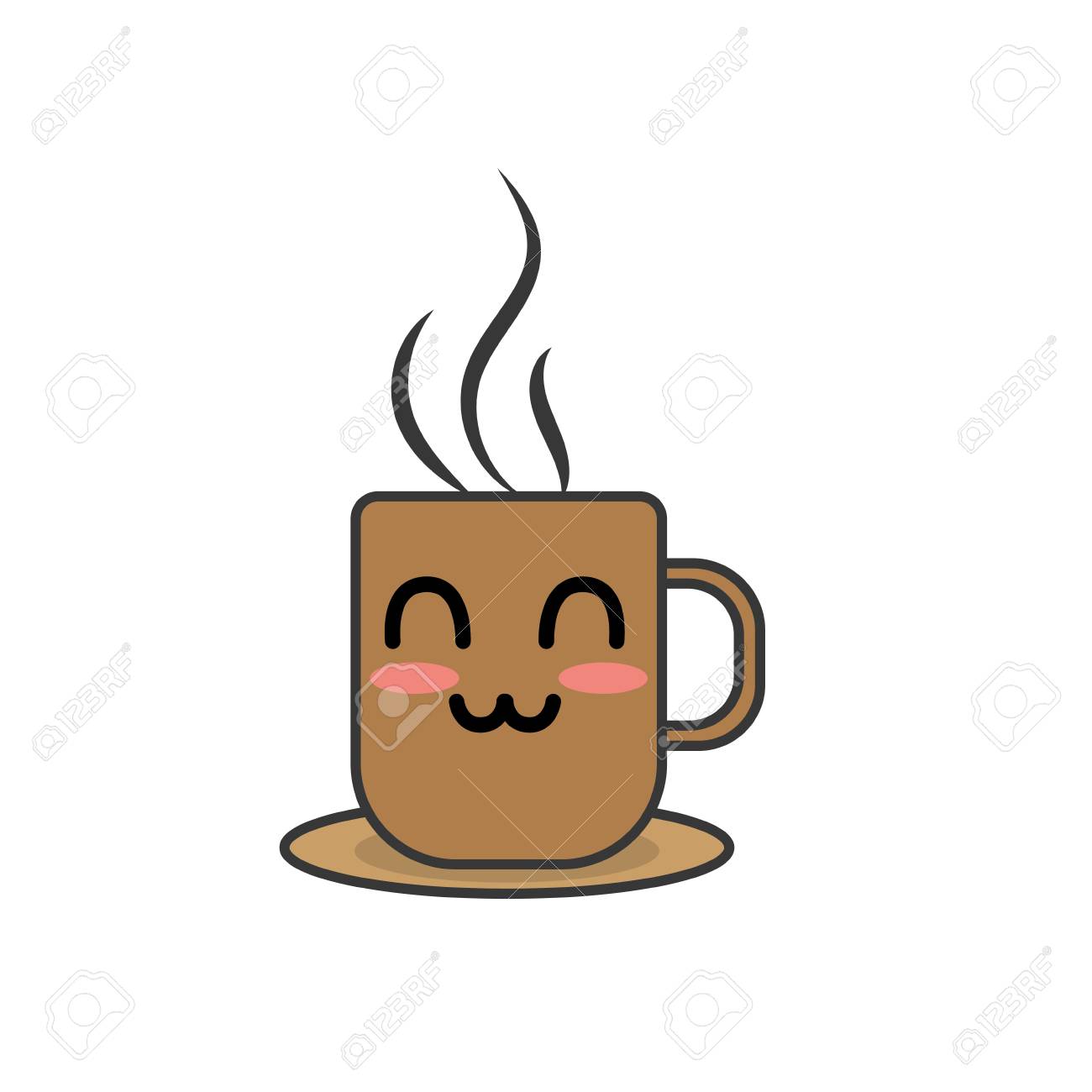 かわいいかわいい幸せなコーヒー カップのイラスト素材 ベクタ Image