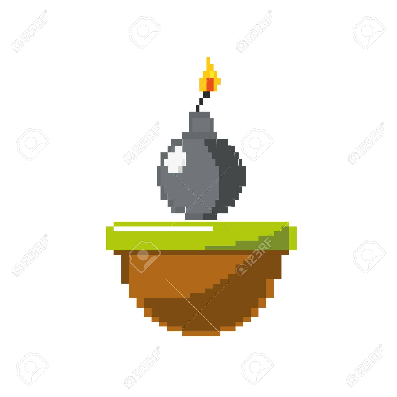 nuclear bomb explosion in the platform game vector illustration