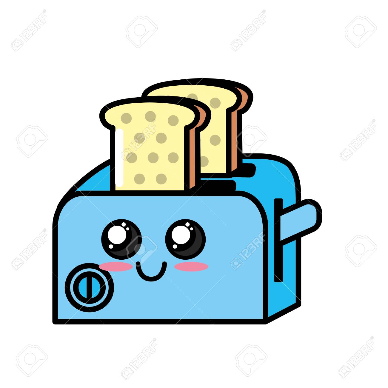 かわいい幸せトースター調理器具ベクトル イラスト白い背景の上 のイラスト素材 ベクタ Image かわいい幸せトースター調理器具ベクトル イラスト白い背景の上 のイラスト素材 ベクタ Image