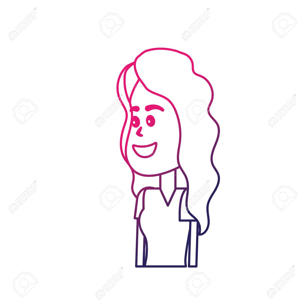 髪型のデザインと服を着たライン美人女性のイラスト素材 ベクタ Image