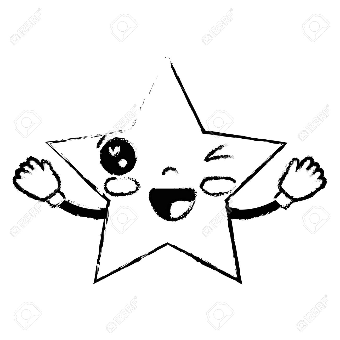 かわいいかわいい面白い星キラキラ ベクトル図を図します のイラスト素材 ベクタ Image