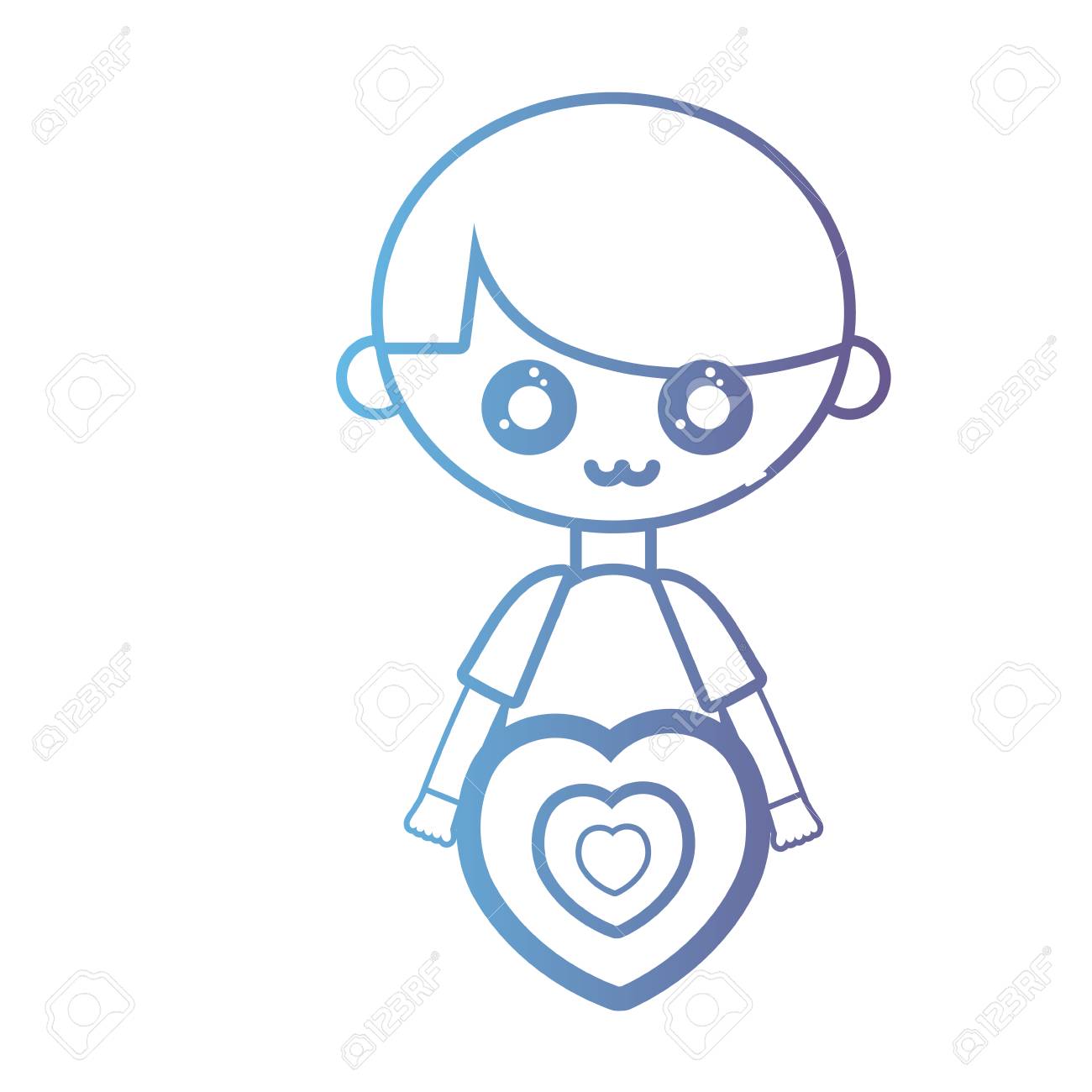 T シャツや髪型のデザイン ベクトル イラストのラインの男の子の