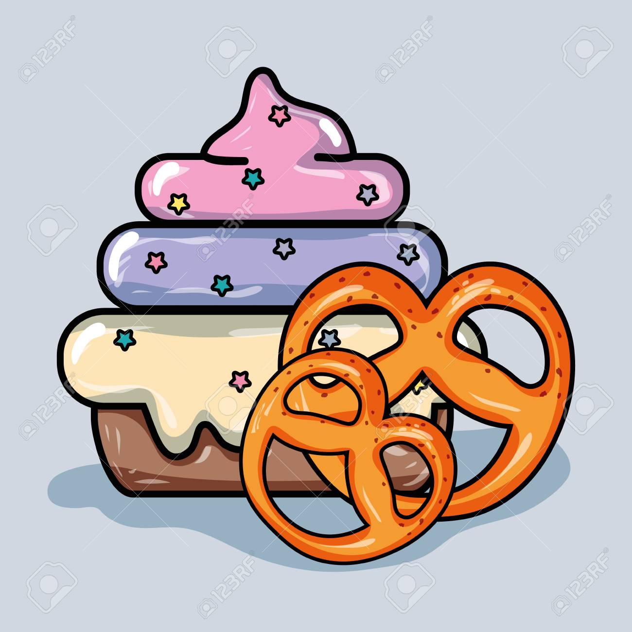 デザートにおやつに甘いお菓子おいしいのイラスト素材 ベクタ Image