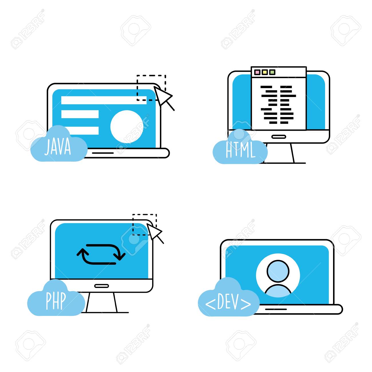 set webside code programmer technology royalty free cliparts webside