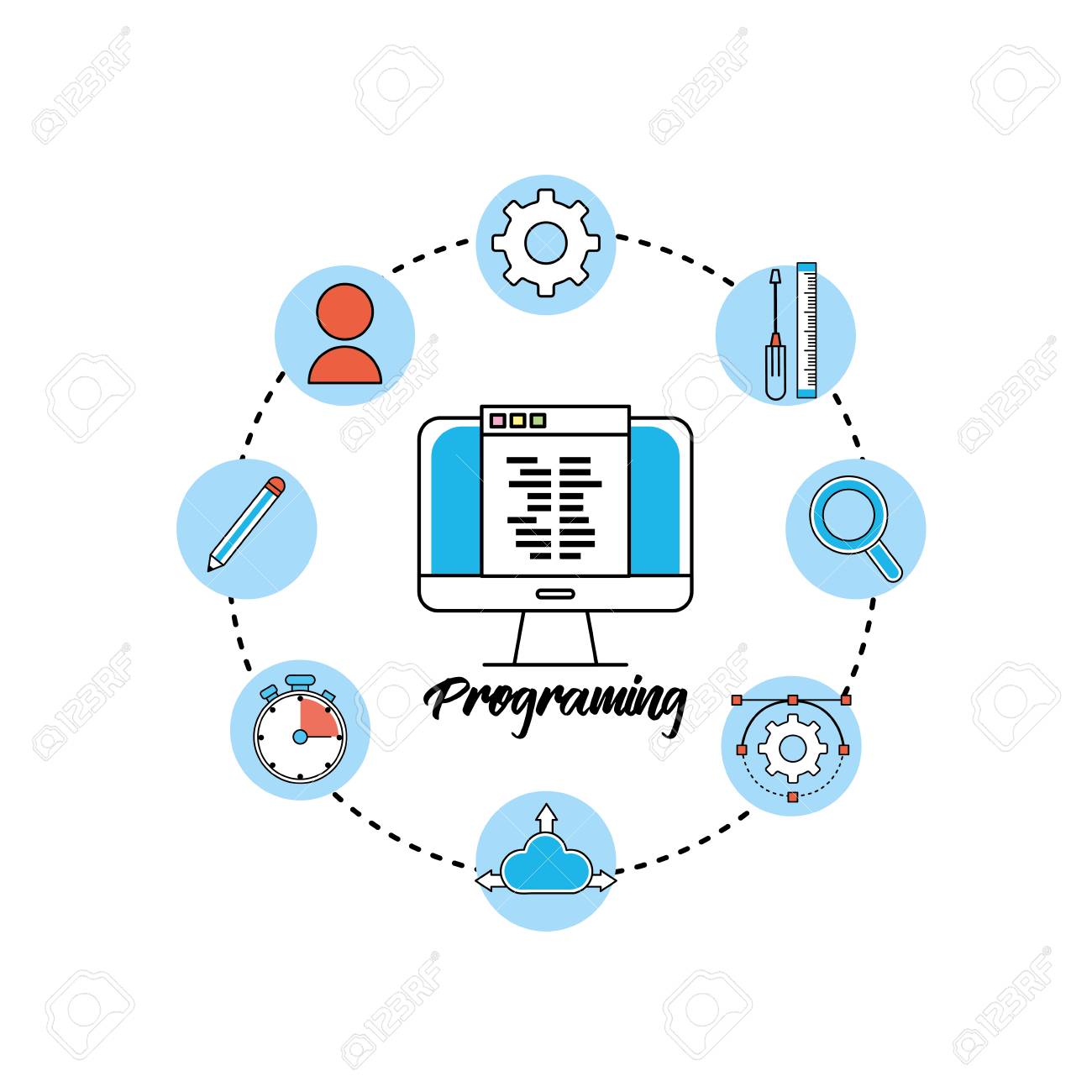 set webside code programmer technology royalty free cliparts webside