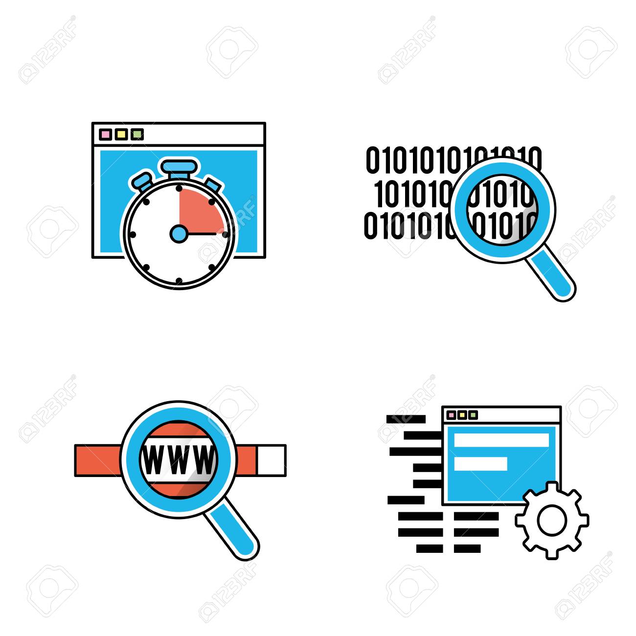 set webside code programmer technology royalty free cliparts webside