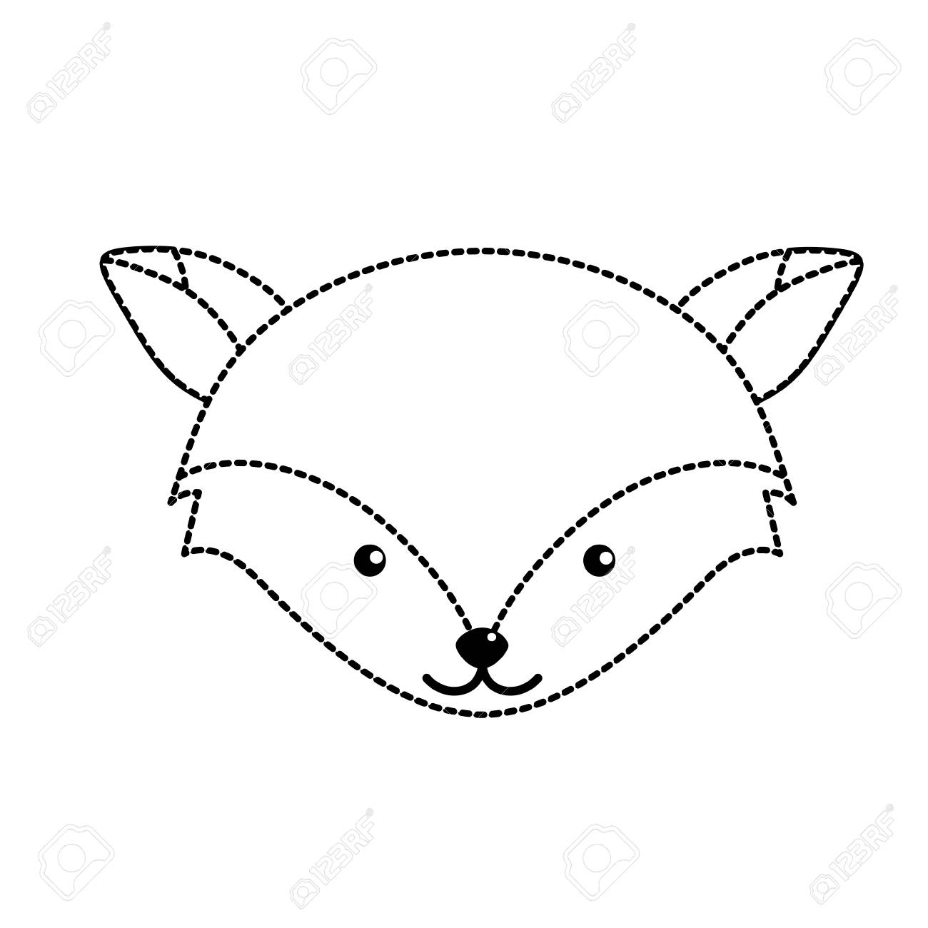 点線形状かわいいキツネ頭野生動物ベクターイラストのイラスト素材 ベクタ Image
