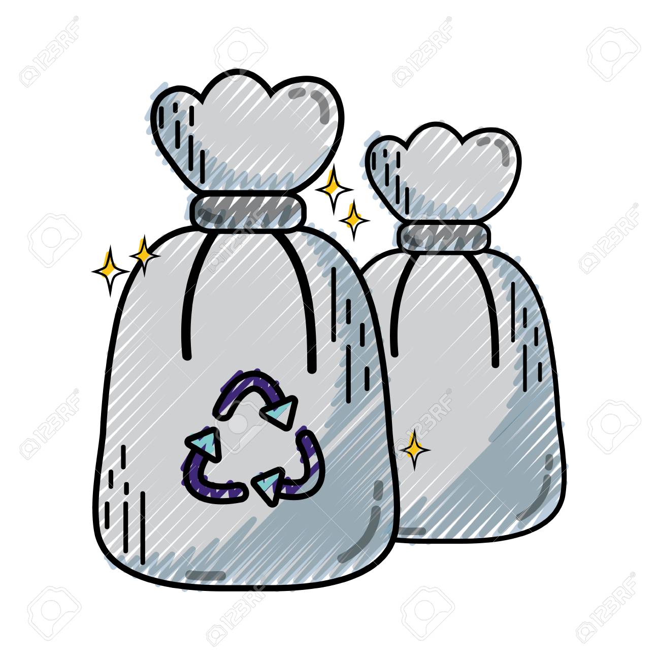 リサイクル シンボルのベクター イラストおろしゴミ ゴミ袋のイラスト素材 ベクタ Image