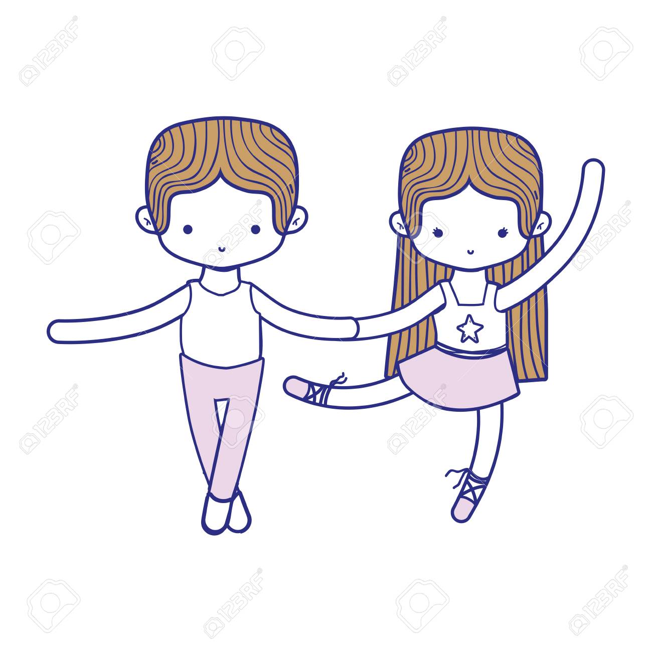 カラフルなカップル練習専門の服ベクトル イラスト バレエ のイラスト素材 ベクタ Image