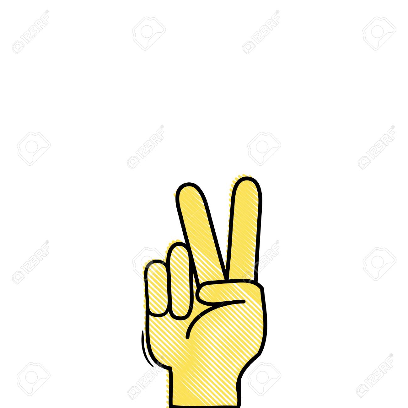 平和と愛のジェスチャーシンボルベクトルイラストですりおろした手のイラスト素材 ベクタ Image