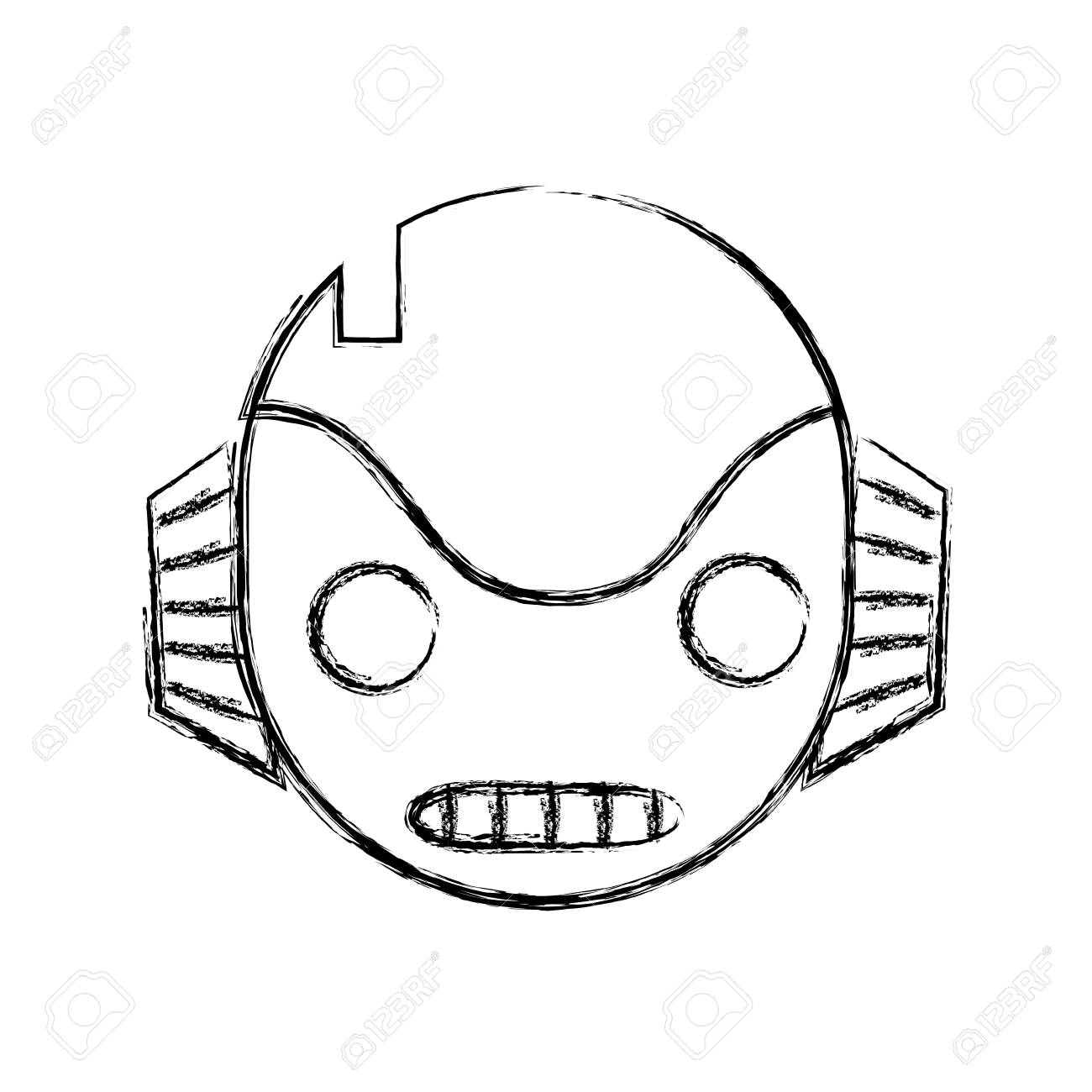 耳と口を持つフィギュアロボットヘッド技術 ベクトルイラスト のイラスト素材 ベクタ Image