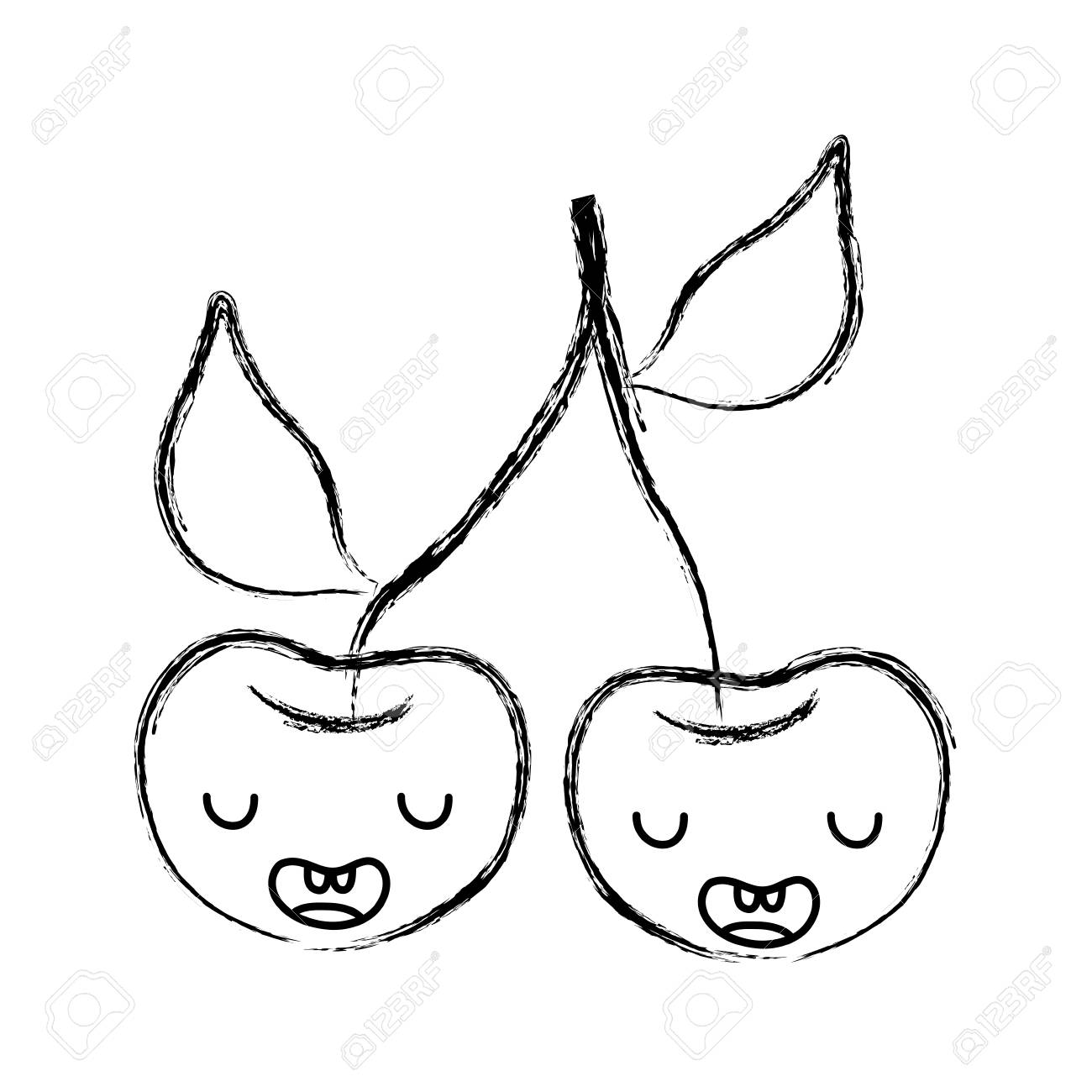 フィギュアかわいいサクランボ 面白いフルーツのイラスト素材 ベクタ Image