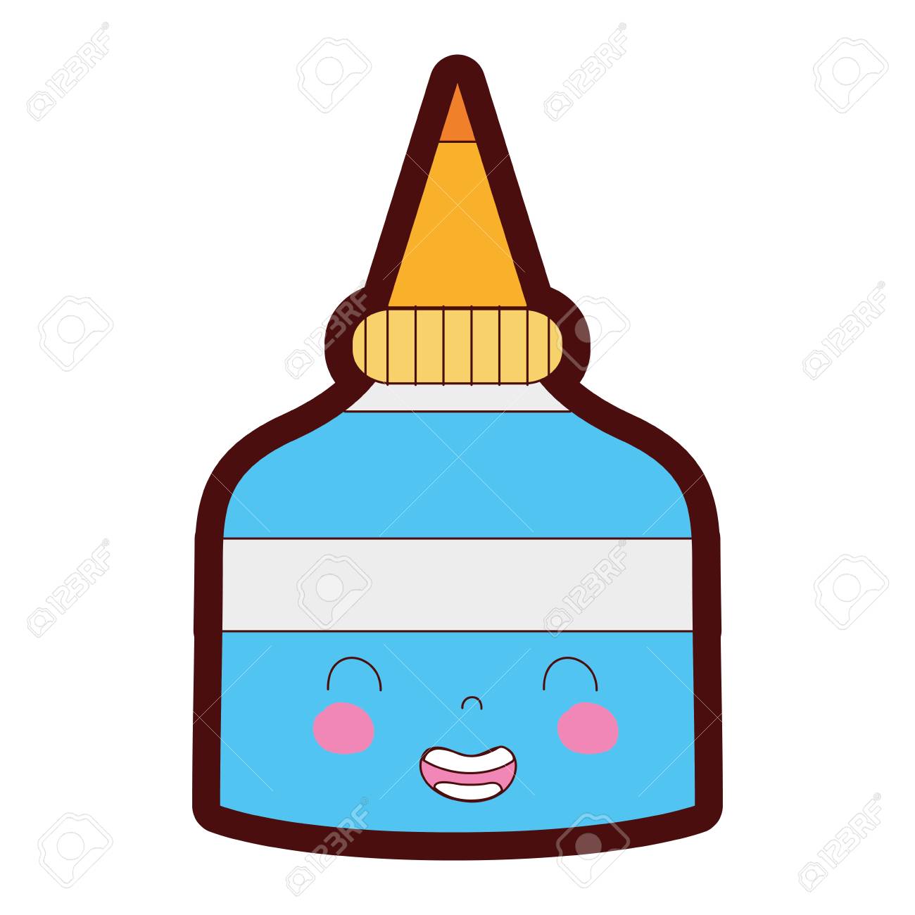 ラインカラー可愛いスマイル接着剤ボトルベクトルイラストのイラスト素材 ベクタ Image