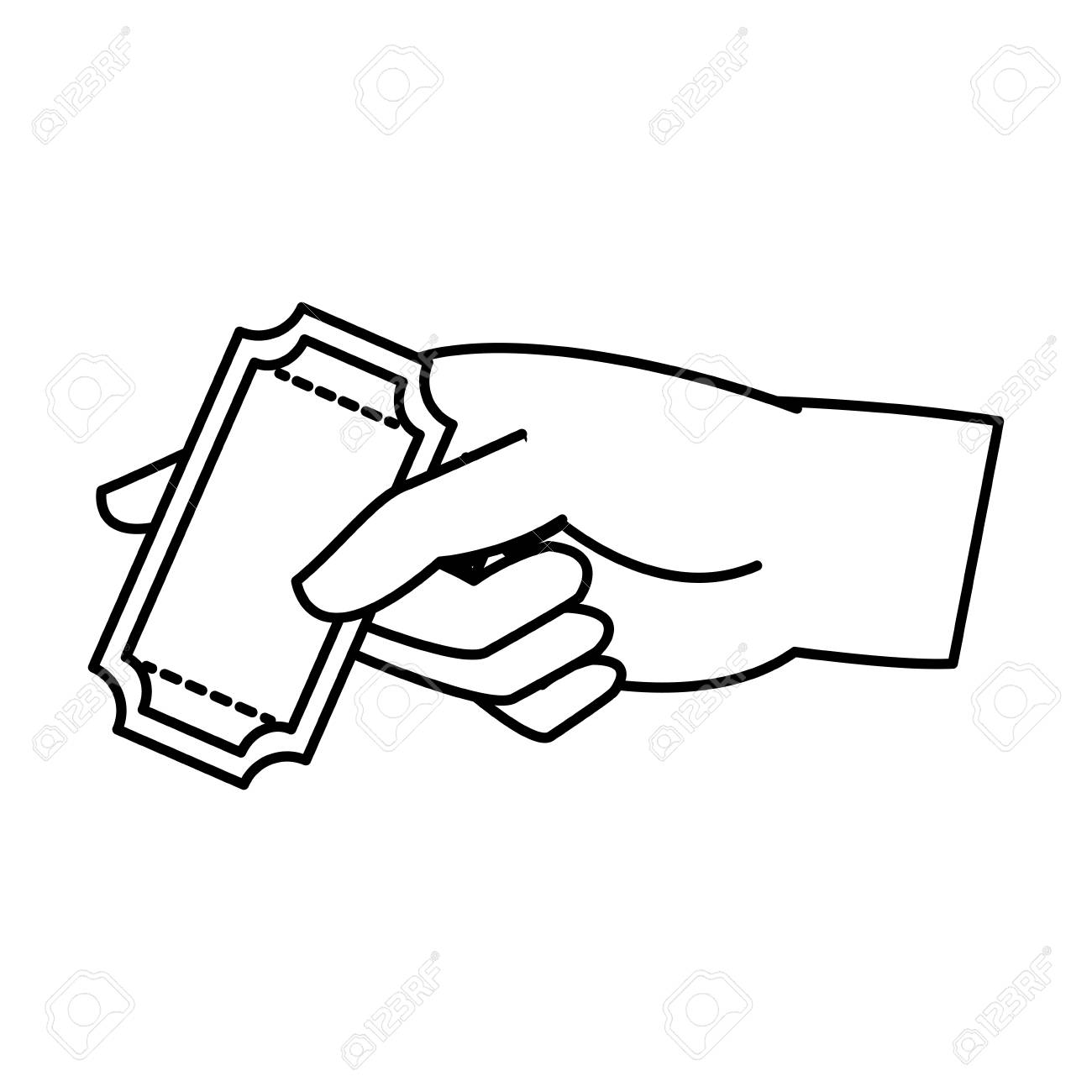 Illustration Of A Hand Holding A Ticket Isolated On White Background Royalty Free Cliparts Vectors And Stock Illustration Image 91657318