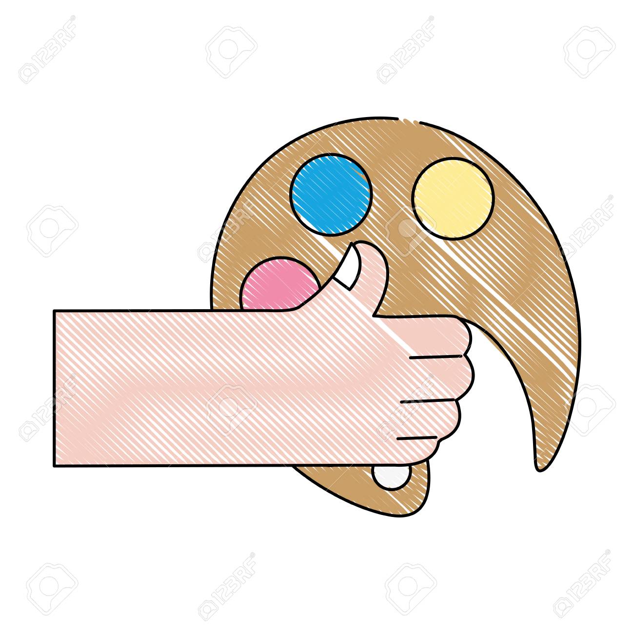 アートパレットツールデザインベクトルイラストですりおろした手 のイラスト素材 ベクタ Image