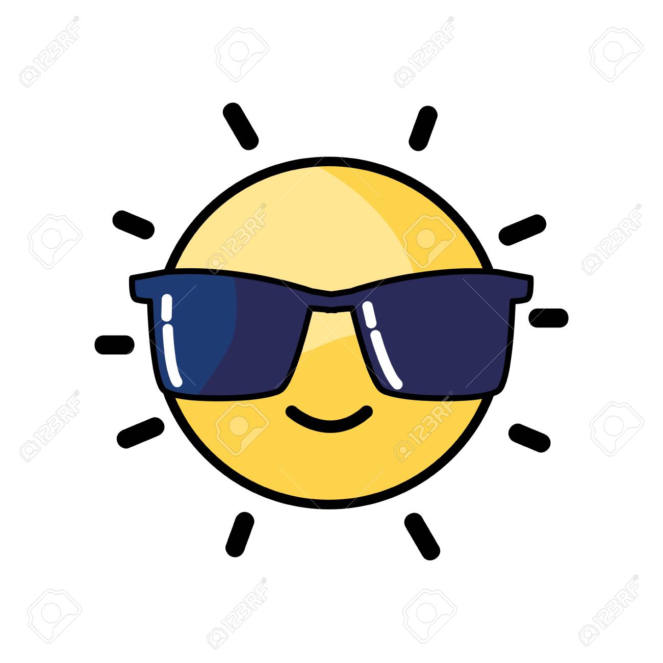 サングラスで可愛い幸せでかわいい太陽のイラスト素材 ベクタ Image サングラスで可愛い幸せでかわいい太陽のイラスト素材 ベクタ Image