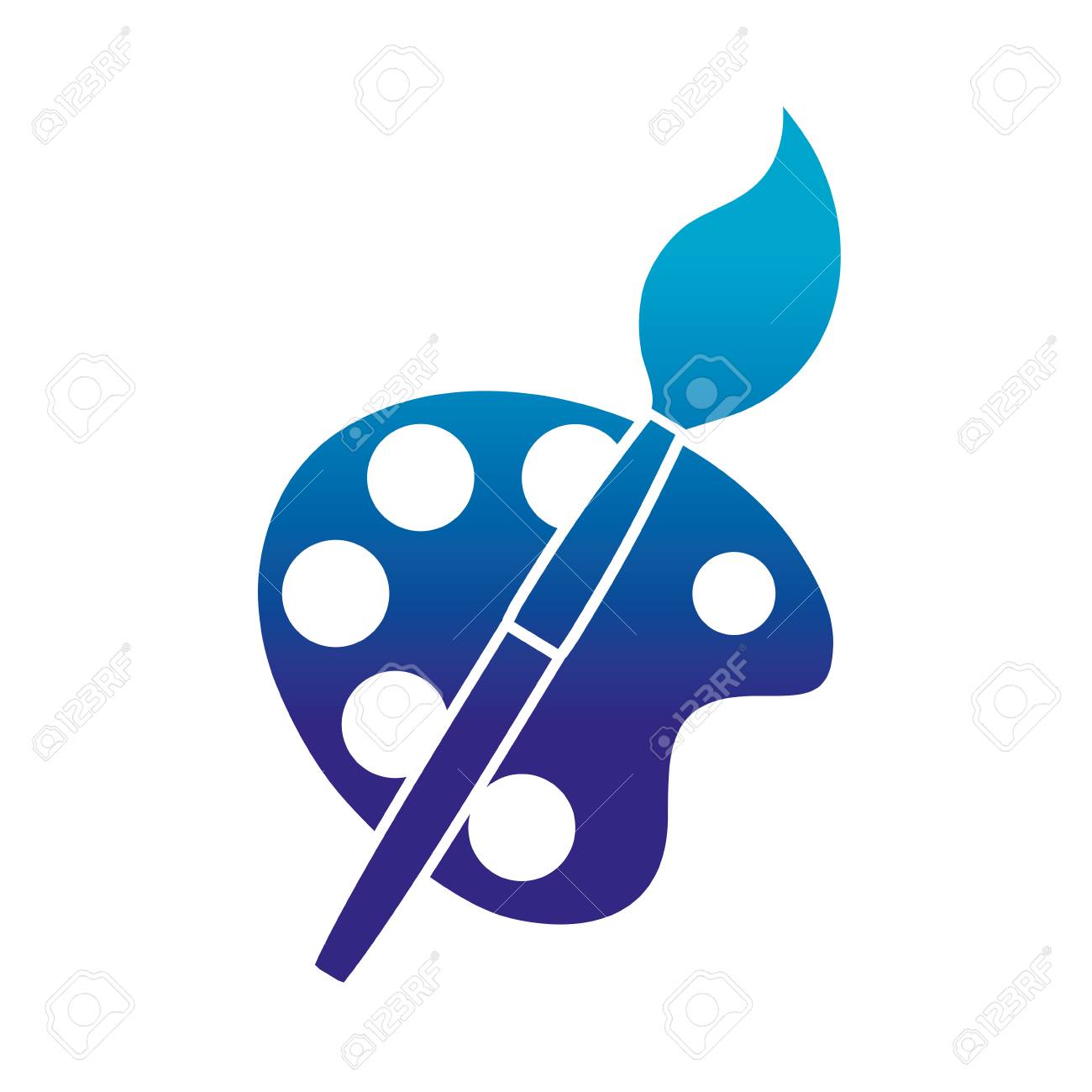 Silhouette Watercolor Palette With Paint Brush Object Royalty