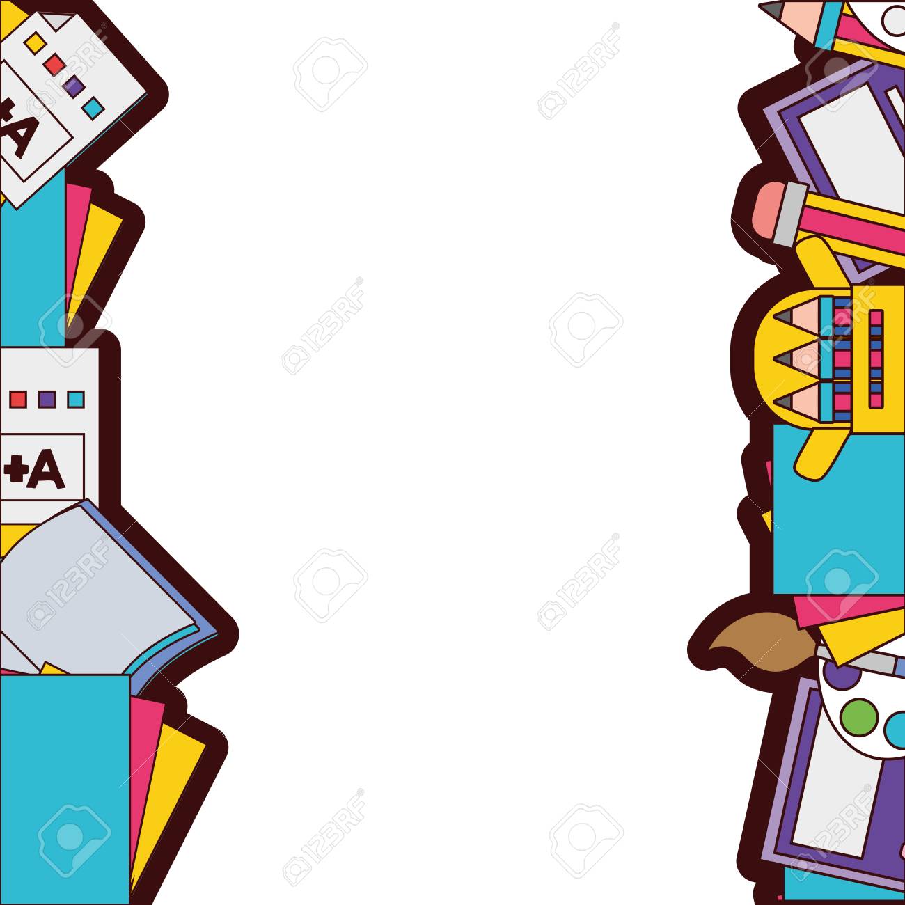 full color school tools education background design vector