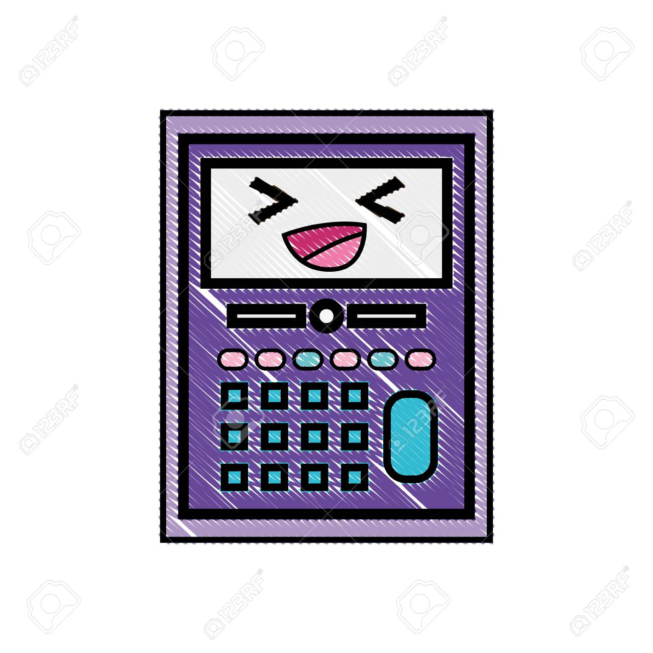 おろし幸せでかわいい電卓オブジェクト可愛い のイラスト素材 ベクタ Image