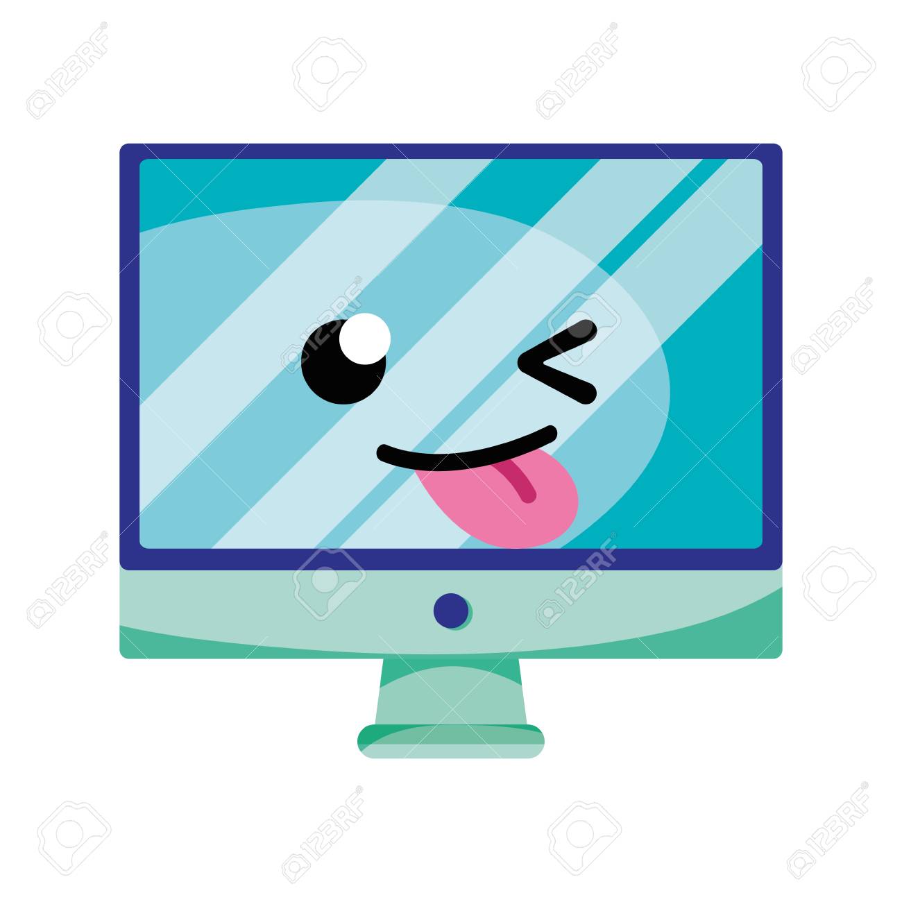 面白いコンピュータ画面可愛い漫画ベクトルイラストのイラスト素材 ベクタ Image