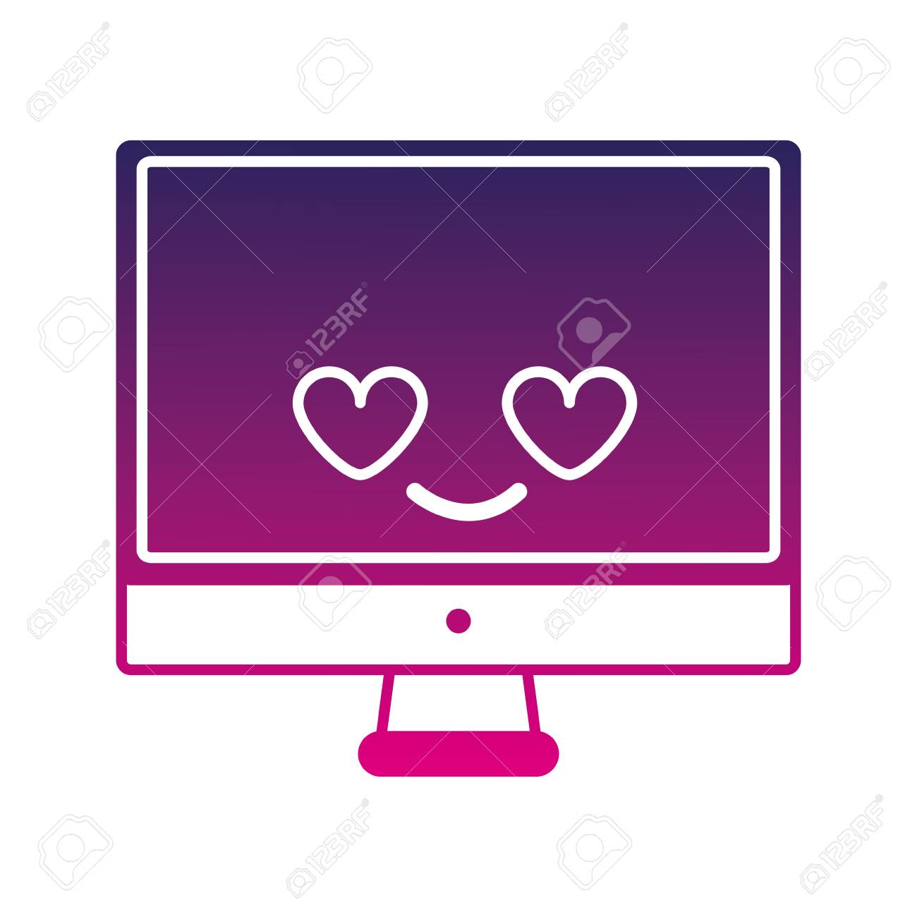 愛可愛い漫画ベクトルイラストでシルエットコンピュータ画面のイラスト素材 ベクタ Image