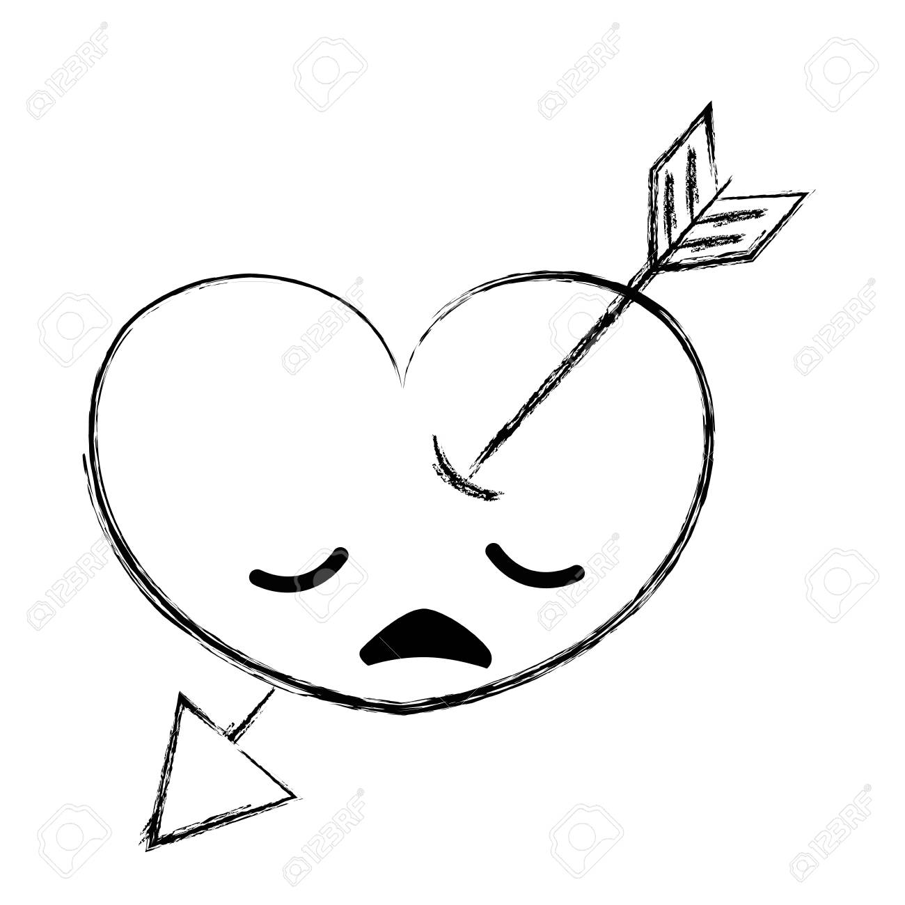 キャラクターベクトルイラスト可愛い矢印付きの悲しい心のフィギュア のイラスト素材 ベクタ Image キャラクターベクトルイラスト可愛い矢印付きの悲しい心のフィギュア のイラスト素材 ベクタ Image