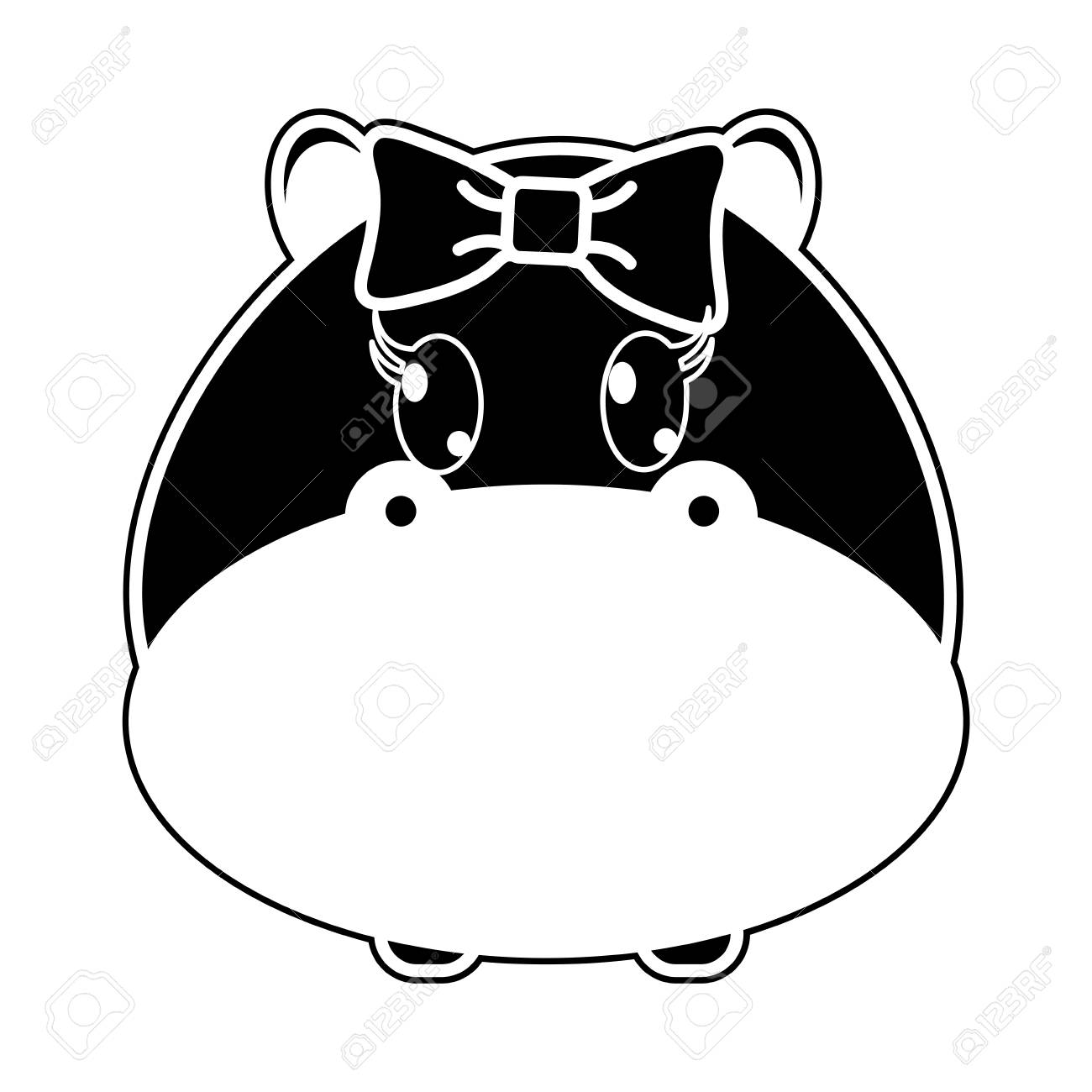 シルエット女性カバ頭かわいい動物ベクトルイラストのイラスト素材 ベクタ Image