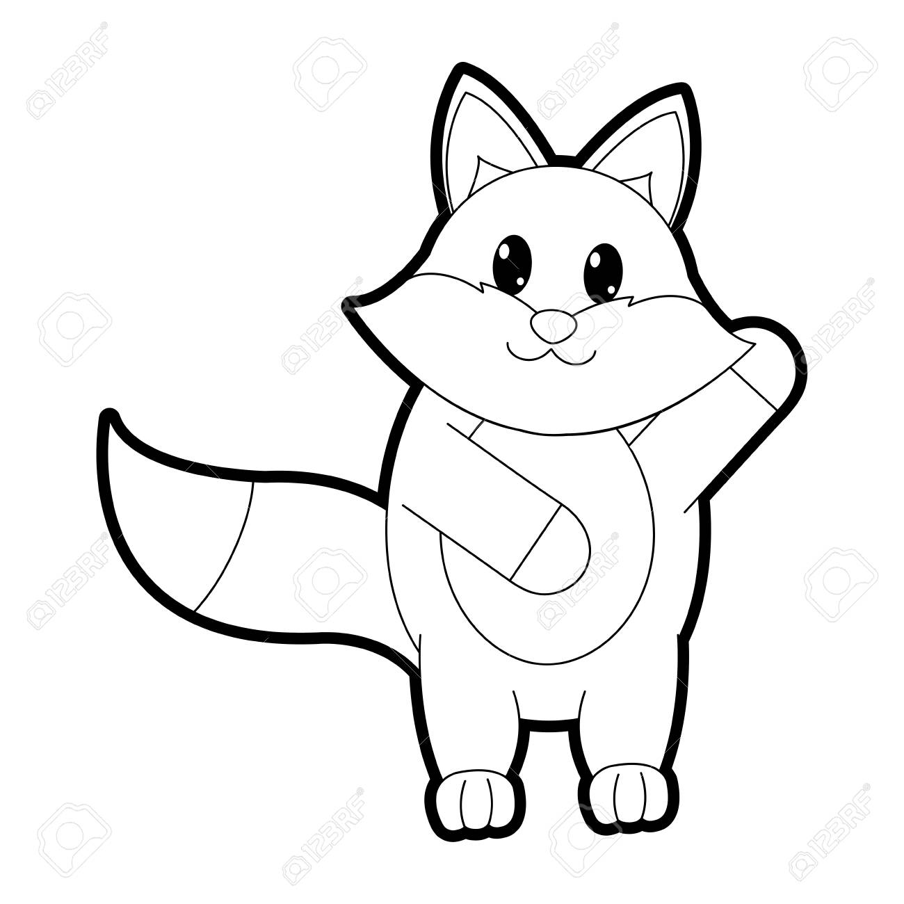 outline adorable fox wild animal with hand up royalty free cliparts fox outline