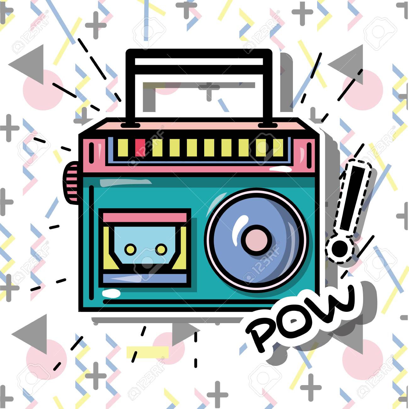 ポップアートラジオパッチデザインベクトルイラスト のイラスト素材 ベクタ Image