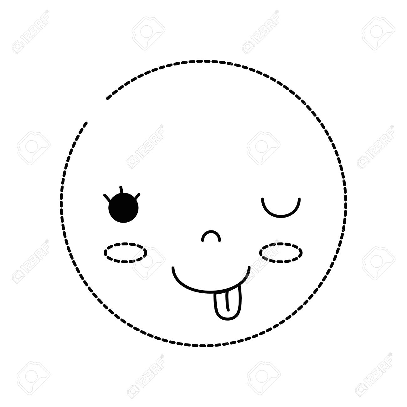 かわいい面白い顔ベクトルイラストを持つ点線の形の頭部 のイラスト素材 ベクタ Image