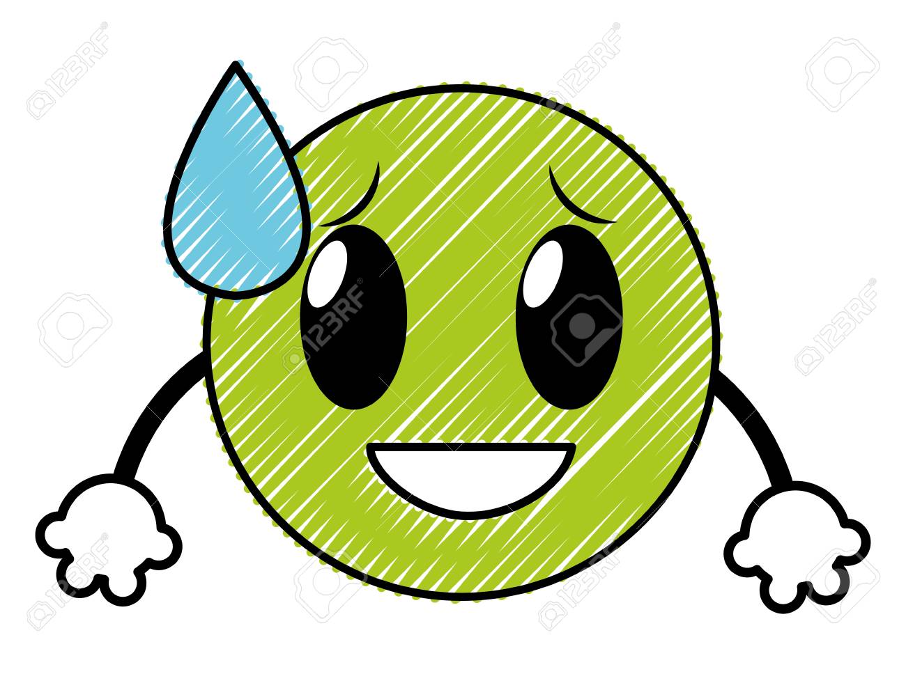 doodle shame laugh emoji face expression with arms vector
