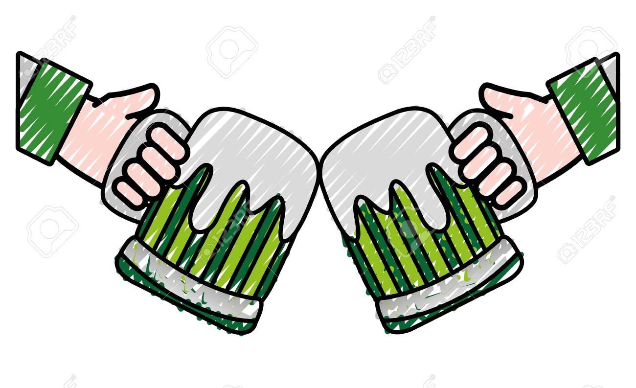ビールアルコールガラスベクトルイラストを持つすりおろした手の男性のイラスト素材 ベクタ Image