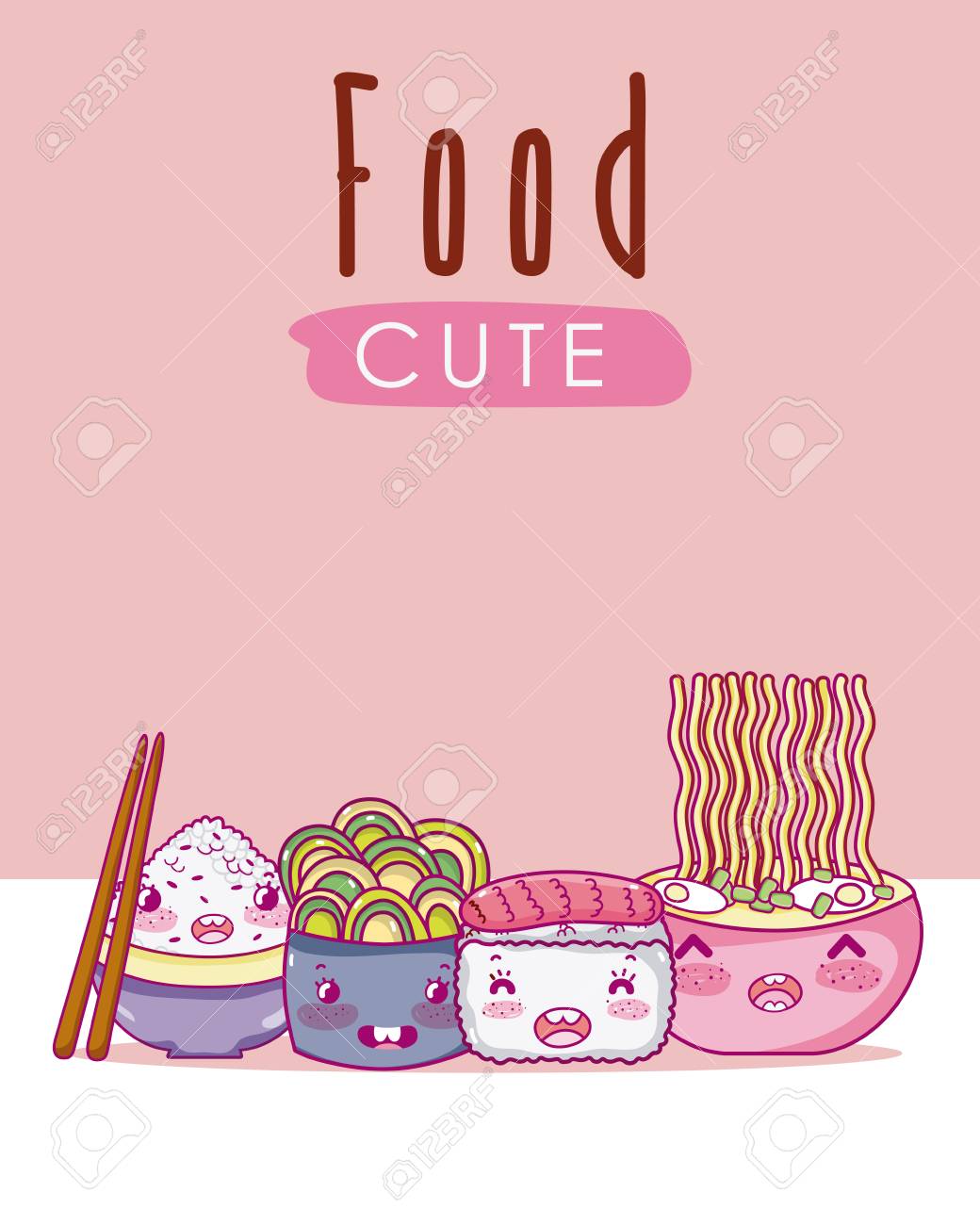 かわいい日本食可愛い漫画ベクトルイラストグラフィックデザインのイラスト素材 ベクタ Image