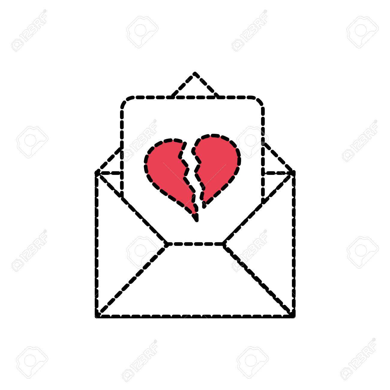 点線形状ラブレター ハート壊れたメッセージベクトルイラスト のイラスト素材 ベクタ Image