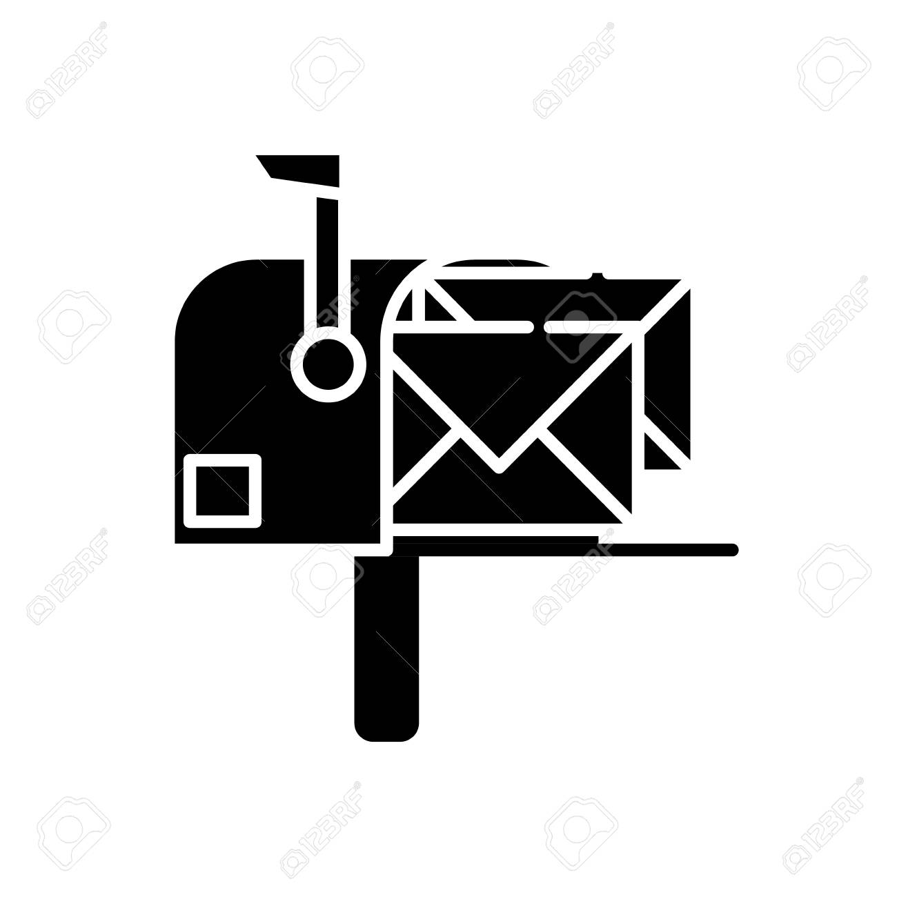 手紙の送信メッセージを含むシルエット通信用メールボックスのイラスト素材 ベクタ Image