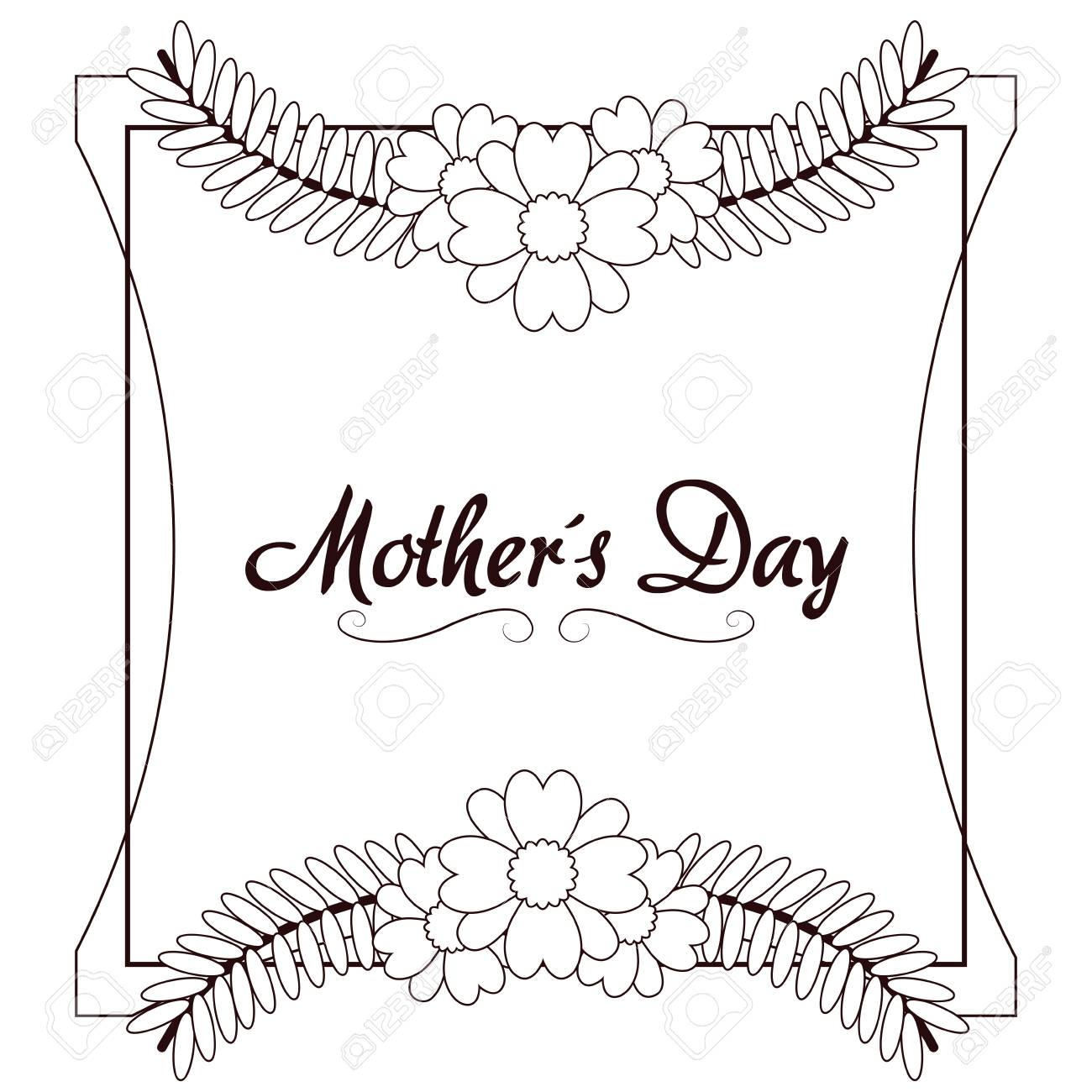 Happy Mothers Day Card With Beautiful Flowers On Black And White Royalty Free Cliparts Vectors And Stock Illustration Image 96900033