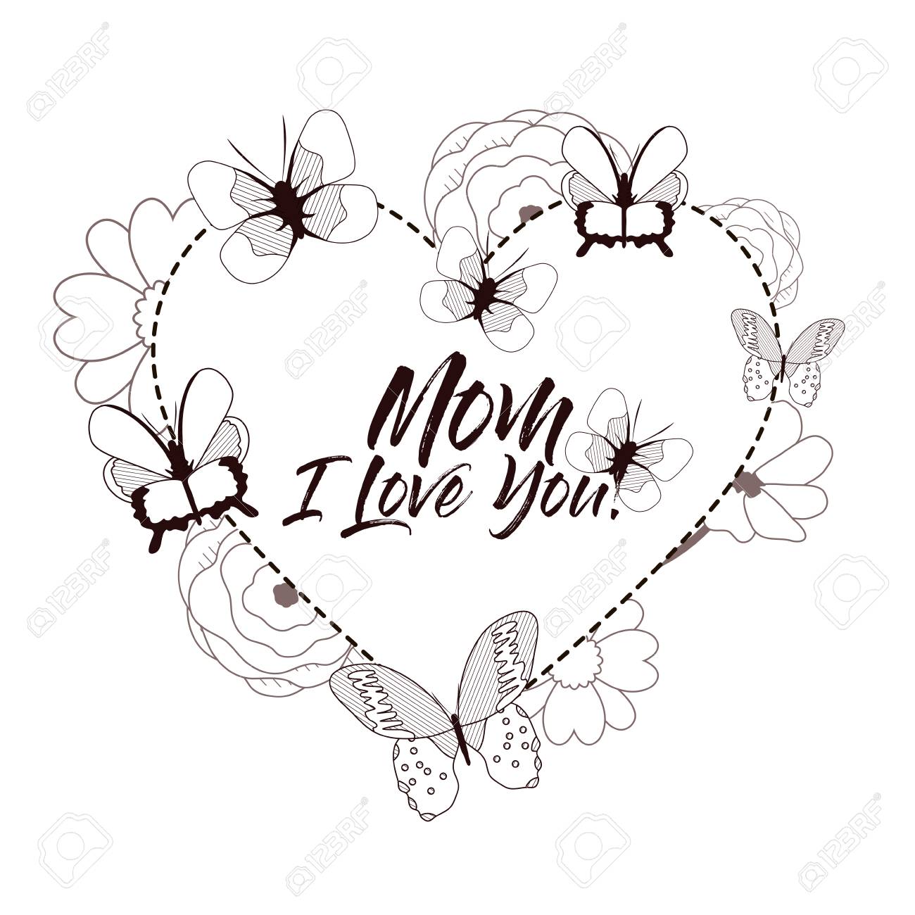 Happy Mothers Day Card With Beautiful Butterflies And Flowers Royalty Free Cliparts Vectors And Stock Illustration Image