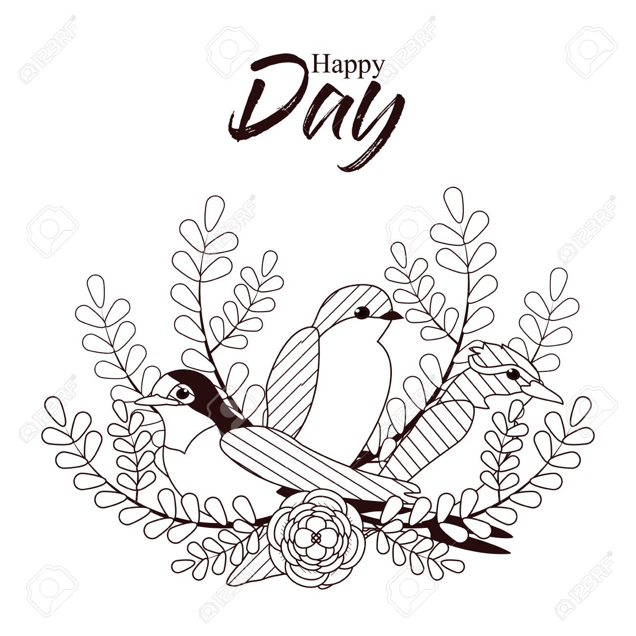 Happy Mothers Day Card With Beautiful Bird And Flowers On Black Royalty Free Cliparts Vectors And Stock Illustration Image