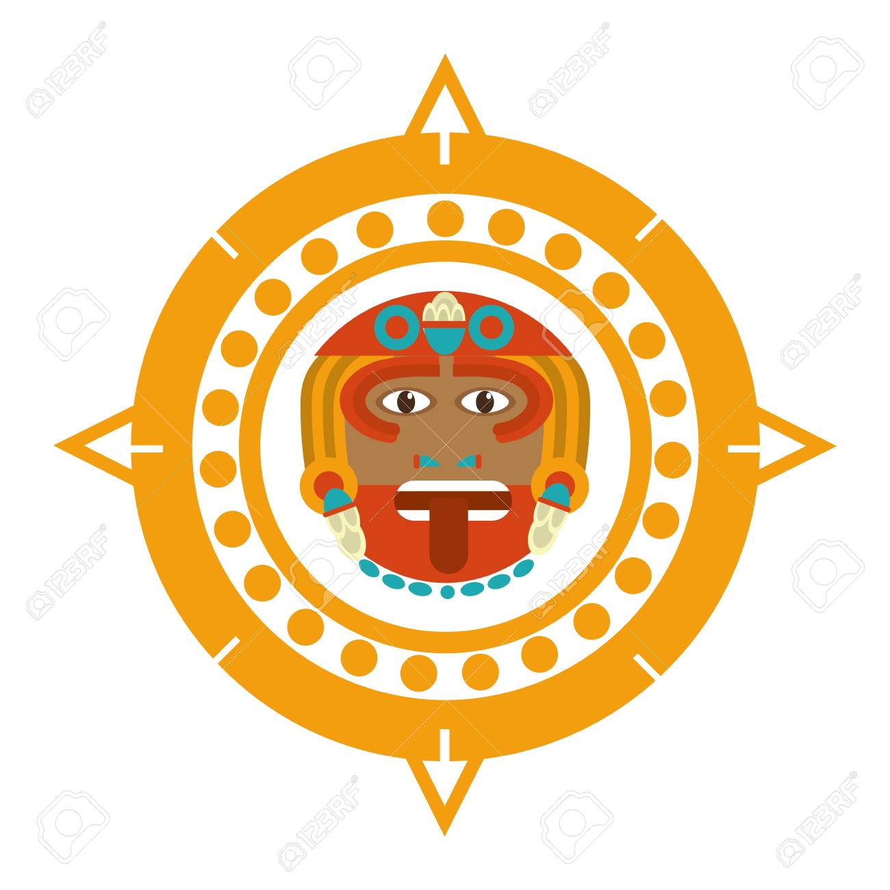 sun god and indigenous calendar culture vector illustration royalty sun calendar