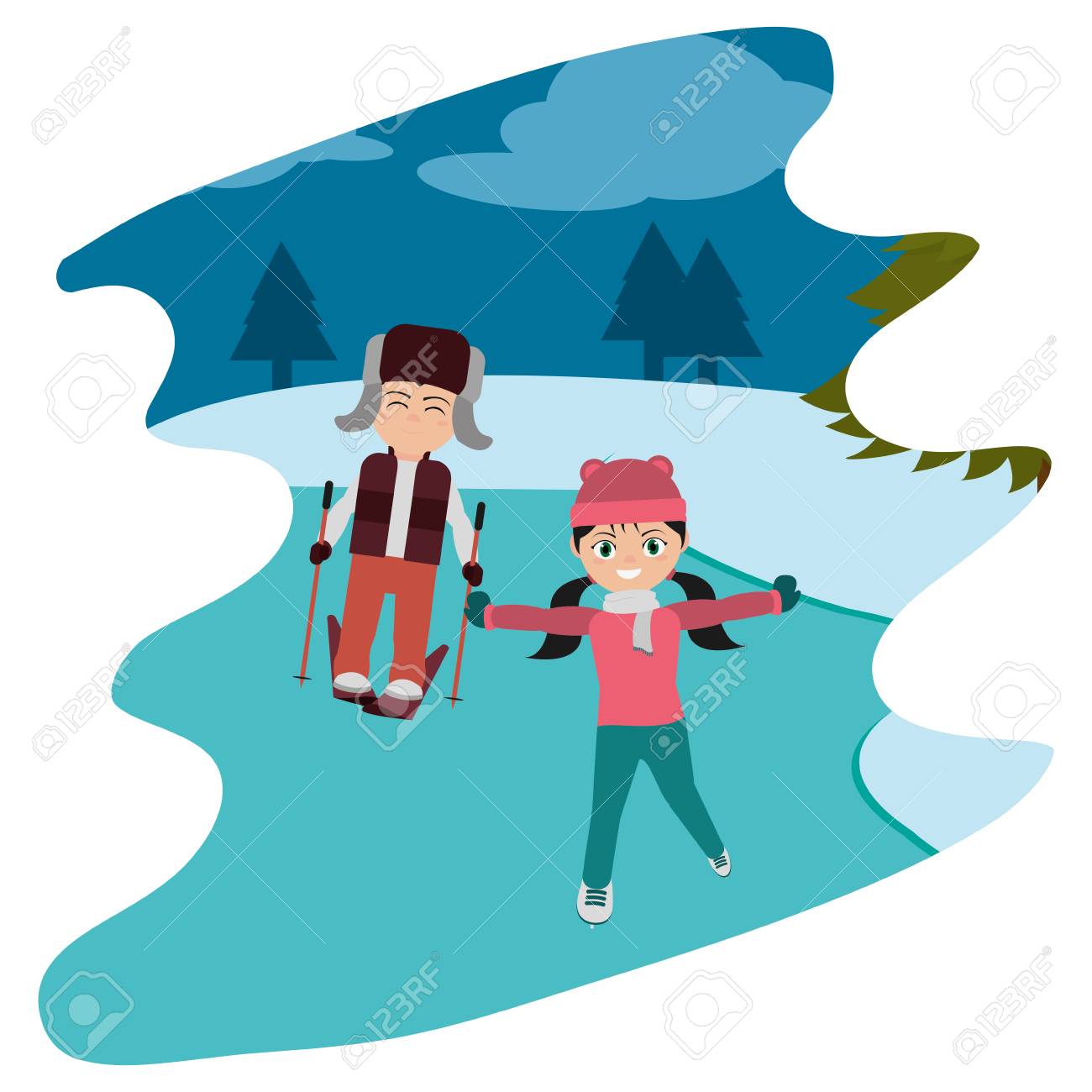 Children Play In The Ice And Winter Weather Vector Illustration Royalty  Free SVG, Cliparts, Vectors, and Stock Illustration. Image 101937328., image size:1300x1300