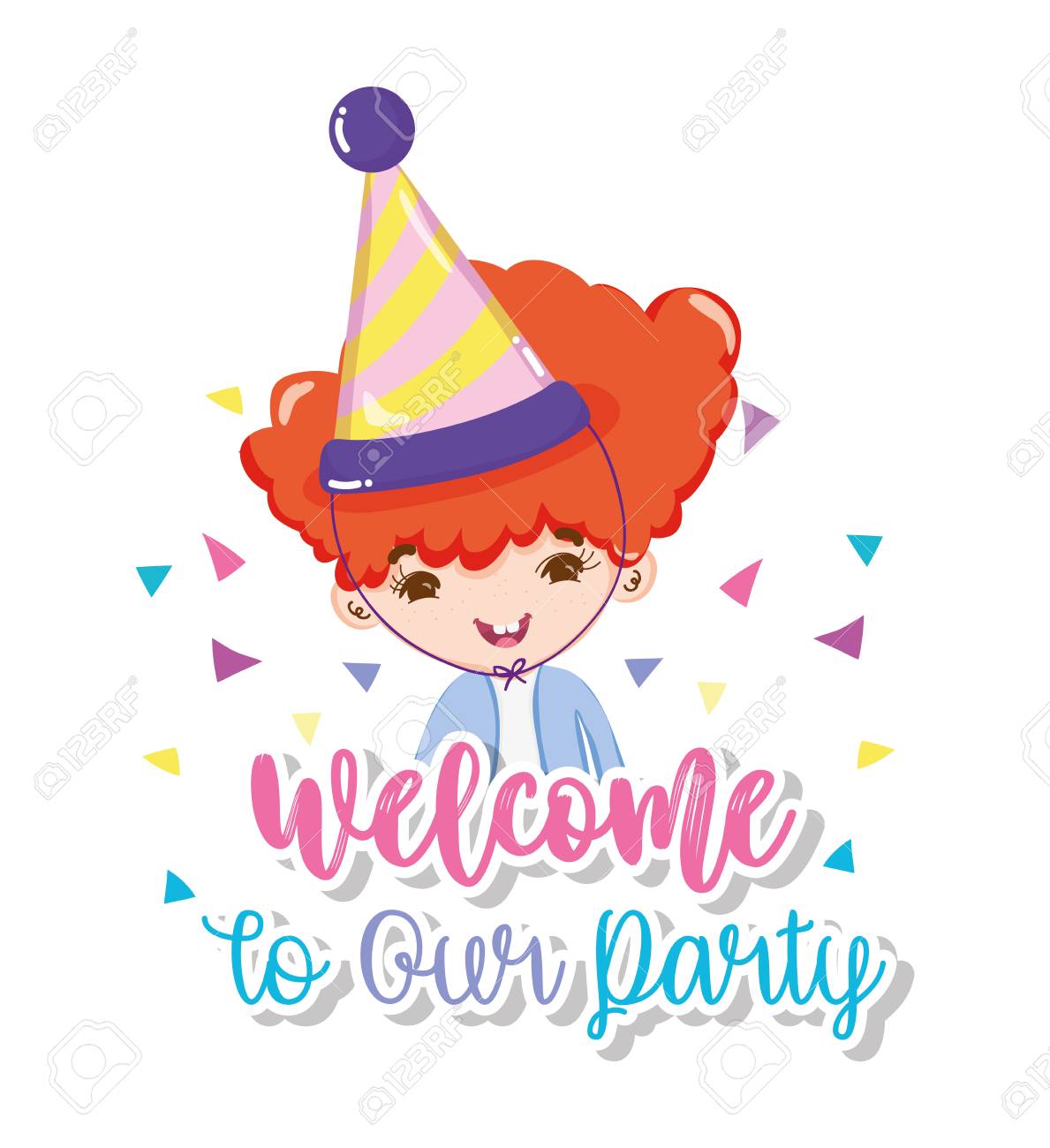 Welcome To Our Party Girl Birthday Celebration Cartoons Vector Royalty Free Cliparts Vectors And Stock Illustration Image