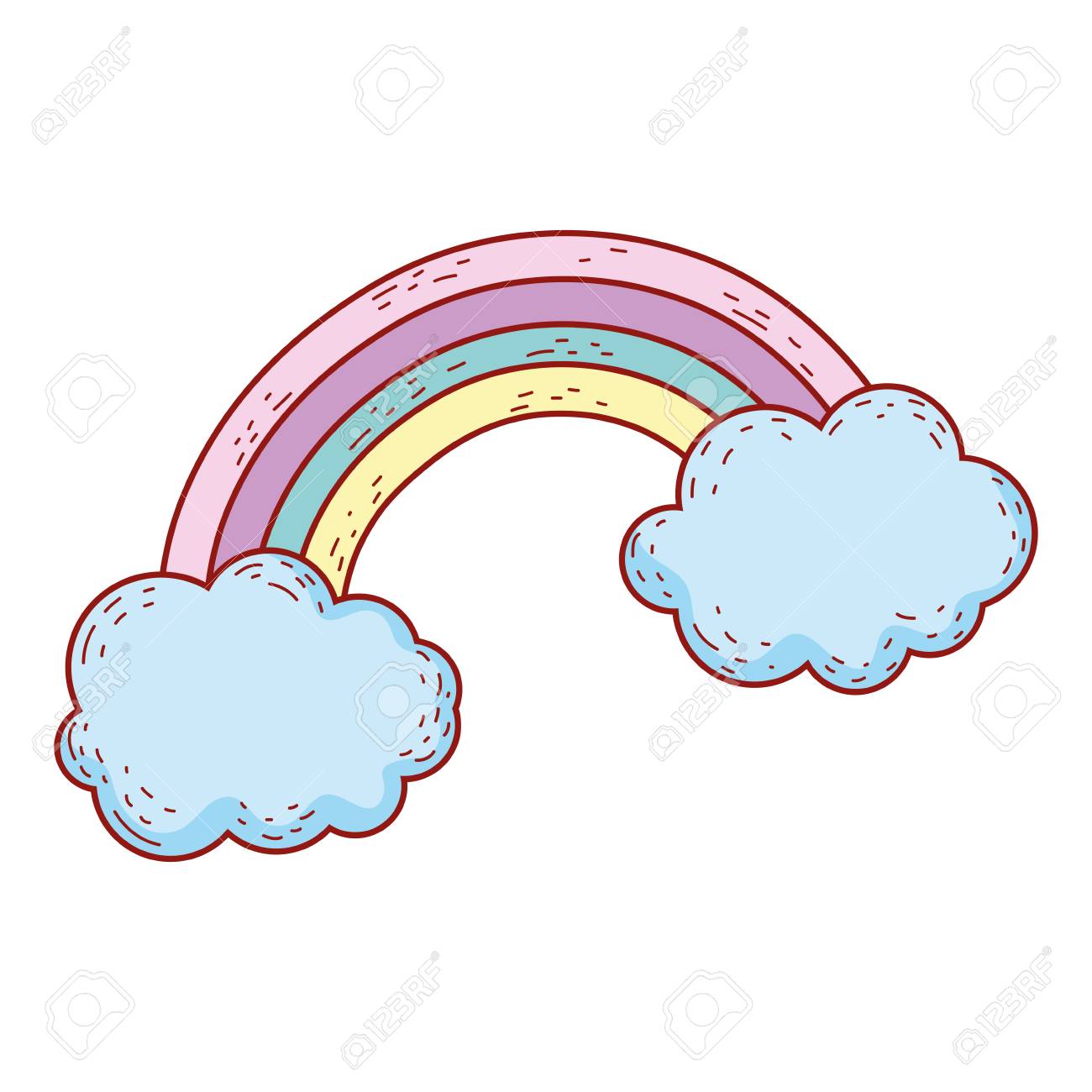 Cute Rainbow With Clouds Vector Illustration Design Royalty Free SVG,  Cliparts, Vectors, and Stock Illustration. Image 112652926.