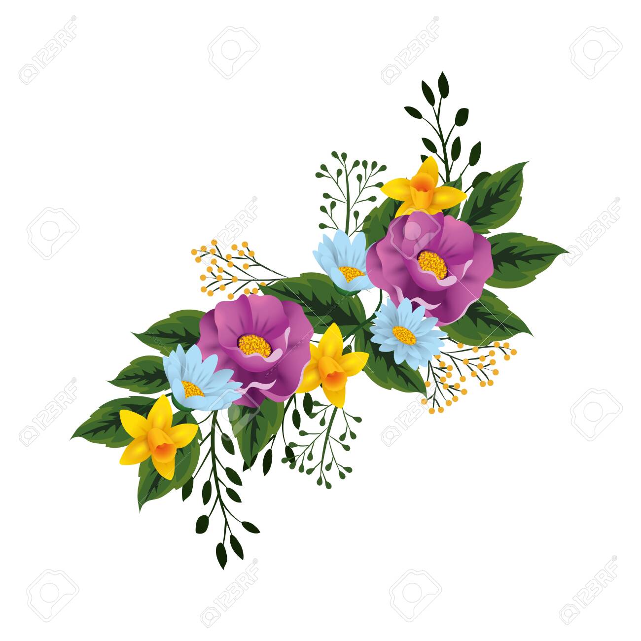 Floral Tropical Flowers Cartoon Vector Illustration Graphic Design