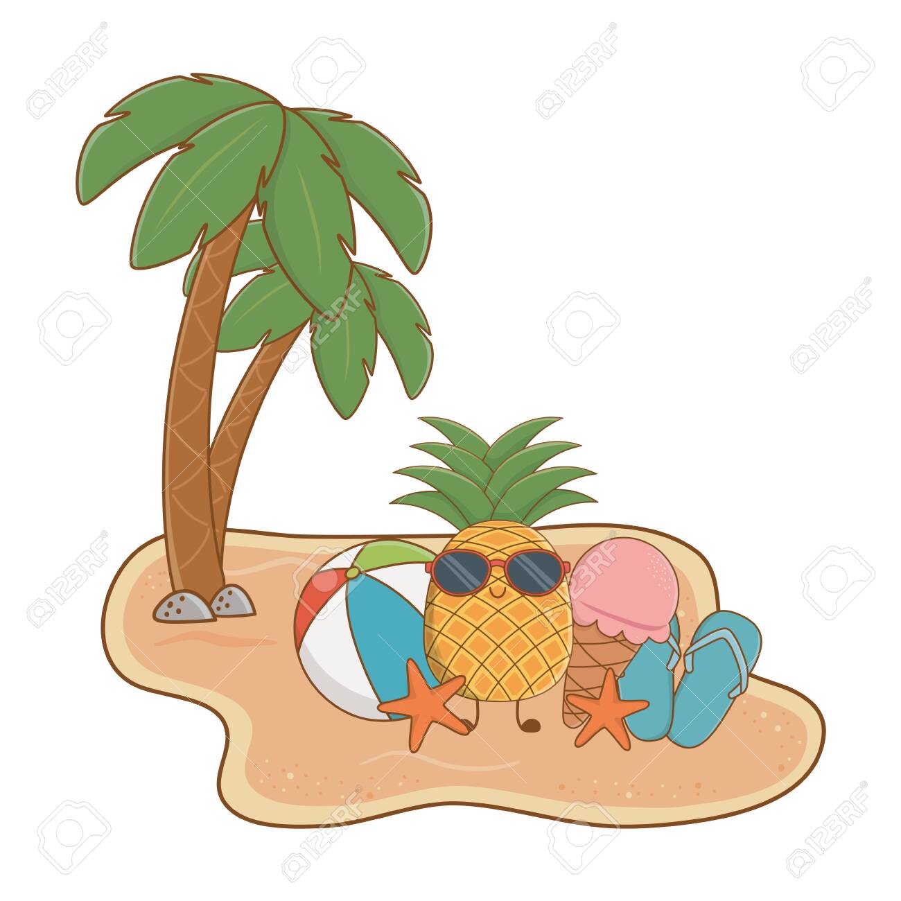 Summer And Beach Cute Cartoons Royalty Free Cliparts Vectors And Stock Illustration Image 133489872