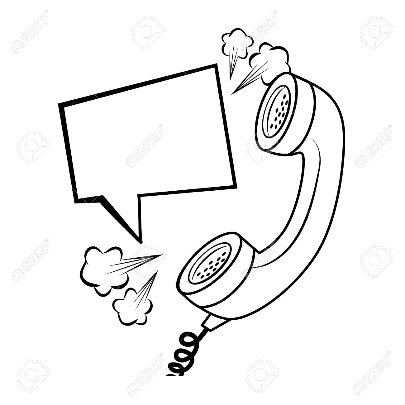 Pop Art Telephone Vintage Cartoon In Black And White Royalty Free Cliparts Vectors And Stock Illustration Image 134707037