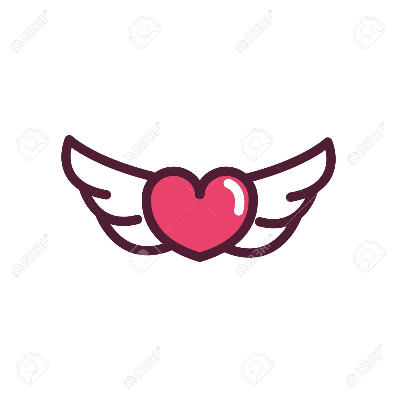Happy Valentines Day Wings Hearts Love Romantic Feeling Icon Royalty Free Cliparts Vectors And Stock Illustration Image