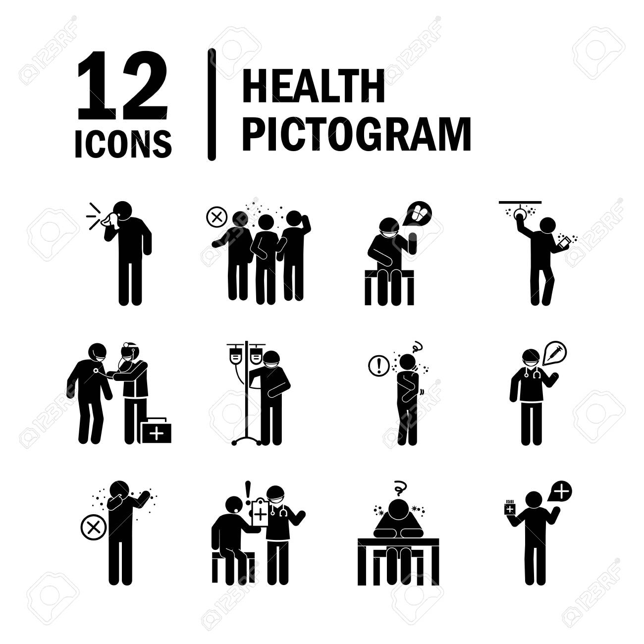 coronavirus covid 19, health pictogram, prevention, symptoms, medical icons set , silhouette style icon - 145247889 coronavirus covid 19, health pictogram, prevention, symptoms, medical icons set , silhouette style icon - 145247889