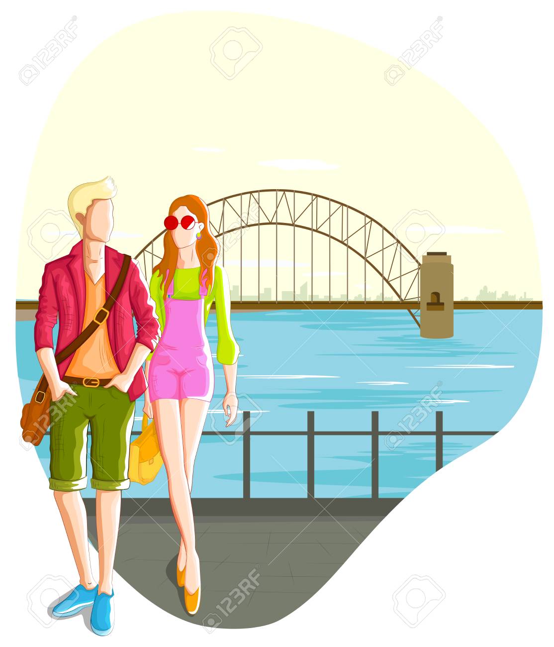 ベクトルの Moder ドレスを着ておしゃれな都市カップルのイラスト素材 ベクタ Image