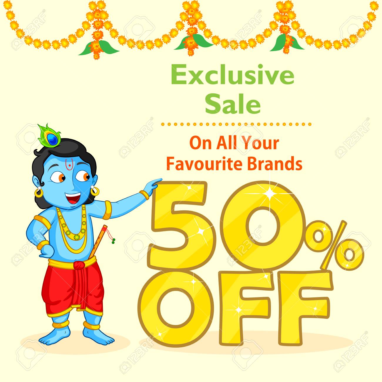 krishna janmashtami sale background in vector royalty free cliparts